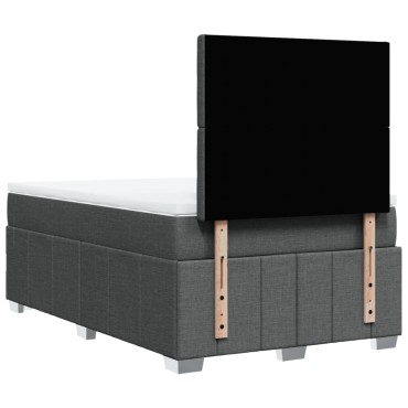 vidaXL Κρεβάτι Boxspring με Στρώμα Σκούρο Γκρι 120x200 εκ. Υφασμάτινο