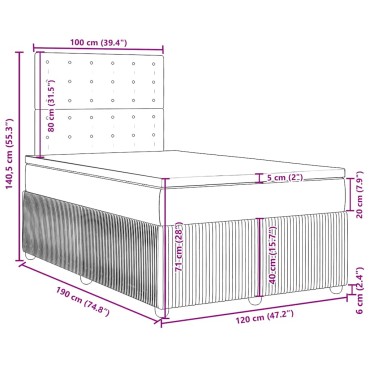 vidaXL Κρεβάτι Boxspring με Στρώμα Σκούρο Καφέ 120x190 εκ Υφασμάτινο
