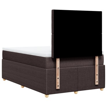 vidaXL Κρεβάτι Boxspring με Στρώμα Σκούρο Καφέ 120x190 εκ Υφασμάτινο