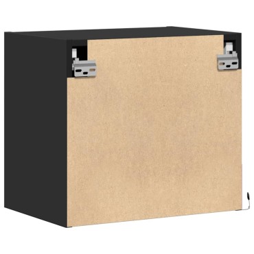 vidaXL Κομοδίνο Επιτοίχιο με Φώτα LED Μαύρο 45x31x40,5cm 1 τεμ.