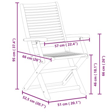 vidaXL Καρέκλες Κήπου Πτυσσόμενες 6 τεμ. 57x66x95cm Μασίφ Ακακία