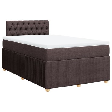 vidaXL Κρεβάτι Boxspring με Στρώμα Σκούρο Καφέ 120x190 εκ Υφασμάτινο