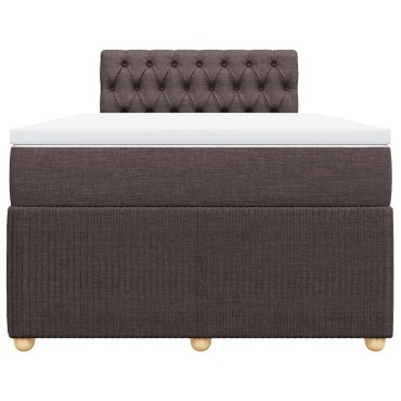 vidaXL Κρεβάτι Boxspring με Στρώμα Σκούρο Καφέ 120x190 εκ Υφασμάτινο