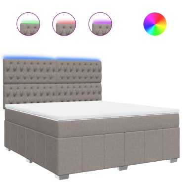 vidaXL Κρεβάτι Boxspring με Στρώμα Taupe 180x200 εκ. Υφασμάτινο