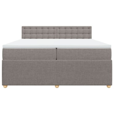 vidaXL Κρεβάτι Boxspring με Στρώμα Taupe 200x200 εκ. Υφασμάτινο