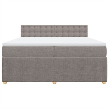 vidaXL Κρεβάτι Boxspring με Στρώμα Taupe 200x200 εκ. Υφασμάτινο