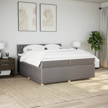 vidaXL Κρεβάτι Boxspring με Στρώμα Taupe 200x200 εκ. Υφασμάτινο
