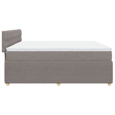 vidaXL Κρεβάτι Boxspring με Στρώμα Taupe 200x200 εκ. Υφασμάτινο