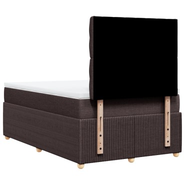 vidaXL Κρεβάτι Boxspring με Στρώμα Σκούρο Καφέ 120x190 εκ Υφασμάτινο