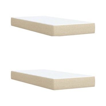 vidaXL Κρεβάτι Boxspring με Στρώμα Κρεμ 200x200cm Υφασμάτινο 1 τεμ. - Διπλό