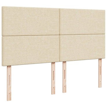 vidaXL Κρεβάτι Boxspring με Στρώμα Κρεμ 200x200cm Υφασμάτινο 1 τεμ. - Διπλό