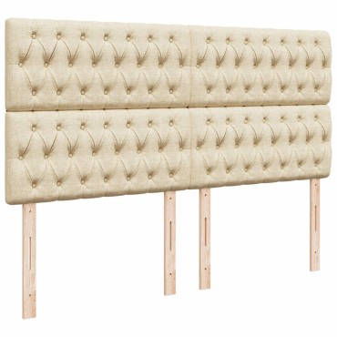 vidaXL Κρεβάτι Boxspring με Στρώμα Κρεμ 200x200cm Υφασμάτινο 1 τεμ. - Διπλό