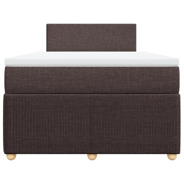 vidaXL Κρεβάτι Boxspring με Στρώμα Σκούρο Καφέ 120x190 εκ Υφασμάτινο