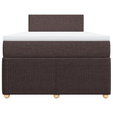 vidaXL Κρεβάτι Boxspring με Στρώμα Σκούρο Καφέ 120x190 εκ Υφασμάτινο