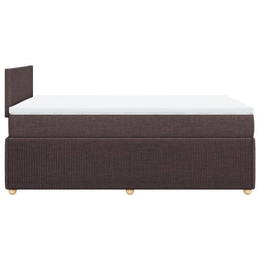 vidaXL Κρεβάτι Boxspring με Στρώμα Σκούρο Καφέ 120x190 εκ Υφασμάτινο