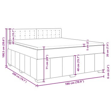 vidaXL Κρεβάτι Boxspring με Στρώμα Taupe 180x200 εκ. Υφασμάτινο