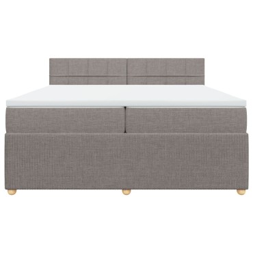 vidaXL Κρεβάτι Boxspring με Στρώμα Taupe 200x200 εκ. Υφασμάτινο