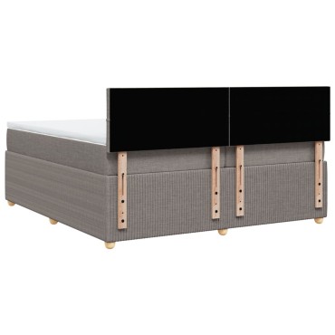 vidaXL Κρεβάτι Boxspring με Στρώμα Taupe 200x200 εκ. Υφασμάτινο