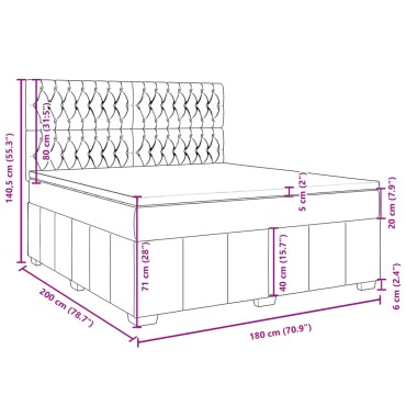 vidaXL Κρεβάτι Boxspring με Στρώμα Taupe 180x200 εκ. Υφασμάτινο