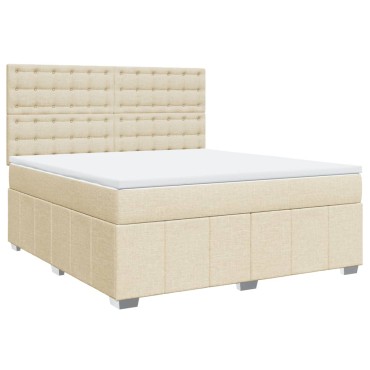 vidaXL Κρεβάτι Boxspring με Στρώμα Κρεμ 180x200cm Υφασμάτινο 1 τεμ. - Διπλό