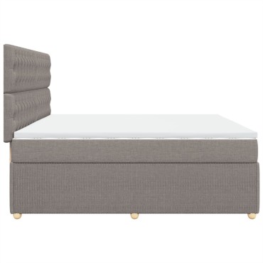 vidaXL Κρεβάτι Boxspring με Στρώμα Taupe 200x200 εκ. Υφασμάτινο