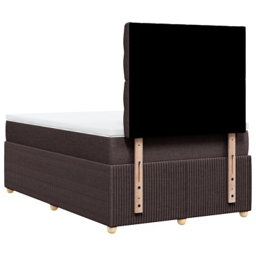 vidaXL Κρεβάτι Boxspring με Στρώμα Σκούρο Καφέ 120x190 εκ Υφασμάτινο