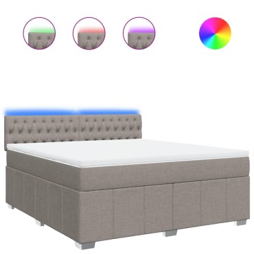 vidaXL Κρεβάτι Boxspring με Στρώμα Taupe 180x200 εκ. Υφασμάτινο