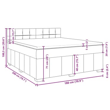 vidaXL Κρεβάτι Boxspring με Στρώμα Taupe 180x200 εκ. Υφασμάτινο