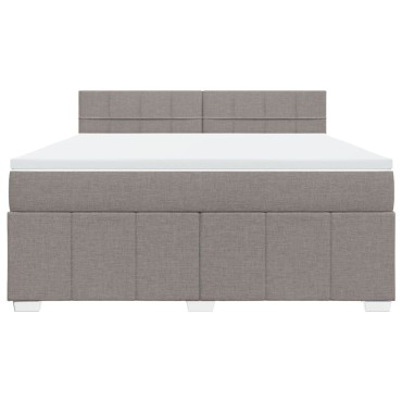 vidaXL Κρεβάτι Boxspring με Στρώμα Taupe 180x200 εκ. Υφασμάτινο
