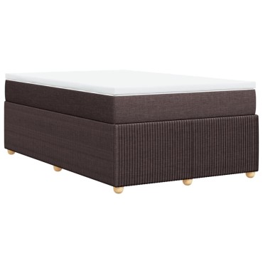 vidaXL Κρεβάτι Boxspring με Στρώμα Σκούρο Καφέ 120x190 εκ Υφασμάτινο