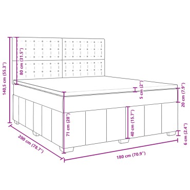 vidaXL Κρεβάτι Boxspring με Στρώμα Taupe 180x200 εκ. Υφασμάτινο
