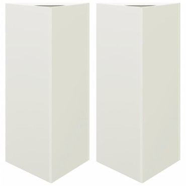 vidaXL Ζαρντινιέρες Κήπου 2 τεμ. Λευκό Τρίγωνο 40x34,5x70εκ από Ατσάλι