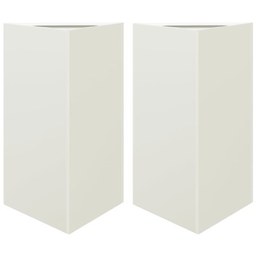 vidaXL Ζαρντινιέρες Κήπου 2 τεμ. Λευκό Τρίγωνο 50x43x75 εκ. από Ατσάλι
