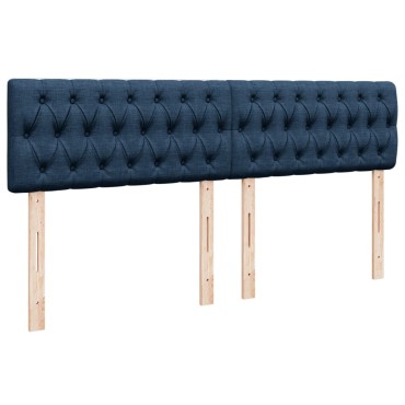 vidaXL Κρεβάτι Boxspring με Στρώμα Μπλε 200x200 εκ. Υφασμάτινο