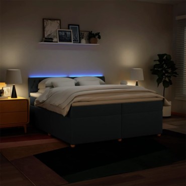 vidaXL Κρεβάτι Boxspring με Στρώμα Μπλε 200x200 εκ. Υφασμάτινο