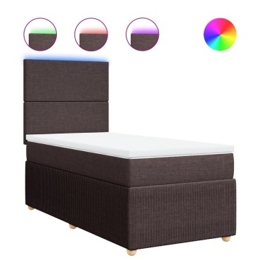 vidaXL Κρεβάτι Boxspring με Στρώμα Σκούρο Καφέ 90x200 εκ. Υφασμάτινο