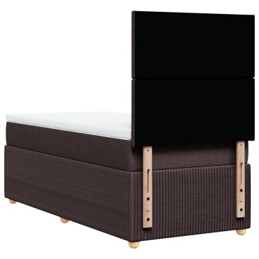 vidaXL Κρεβάτι Boxspring με Στρώμα Σκούρο Καφέ 90x200 εκ. Υφασμάτινο