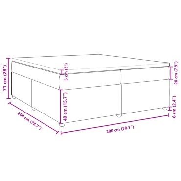 vidaXL Κρεβάτι Boxspring με Στρώμα Taupe 200x200cm Υφασμάτινο 1 τεμ. - Διπλό