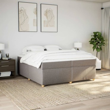 vidaXL Κρεβάτι Boxspring με Στρώμα Taupe 200x200cm Υφασμάτινο 1 τεμ. - Διπλό