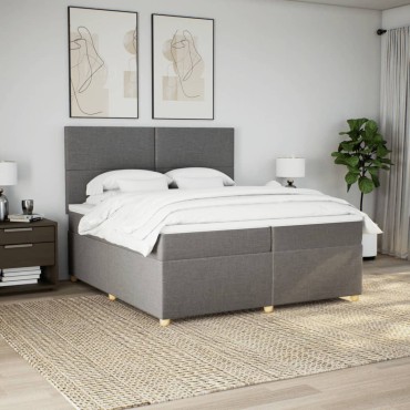 vidaXL Κρεβάτι Boxspring με Στρώμα Taupe 200x200cm Υφασμάτινο 1 τεμ. - Διπλό