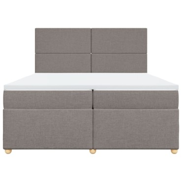 vidaXL Κρεβάτι Boxspring με Στρώμα Taupe 200x200cm Υφασμάτινο 1 τεμ. - Διπλό