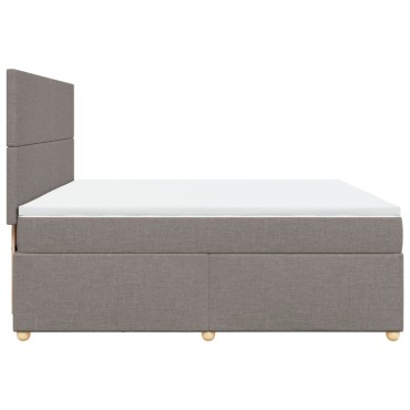 vidaXL Κρεβάτι Boxspring με Στρώμα Taupe 200x200cm Υφασμάτινο 1 τεμ. - Διπλό