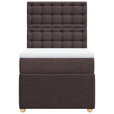 vidaXL Κρεβάτι Boxspring με Στρώμα Σκούρο Καφέ 90x200 εκ. Υφασμάτινο