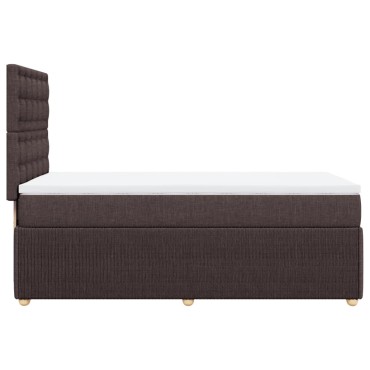 vidaXL Κρεβάτι Boxspring με Στρώμα Σκούρο Καφέ 90x200 εκ. Υφασμάτινο