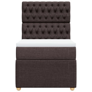 vidaXL Κρεβάτι Boxspring με Στρώμα Σκούρο Καφέ 90x200 εκ. Υφασμάτινο