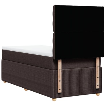vidaXL Κρεβάτι Boxspring με Στρώμα Σκούρο Καφέ 90x200 εκ. Υφασμάτινο
