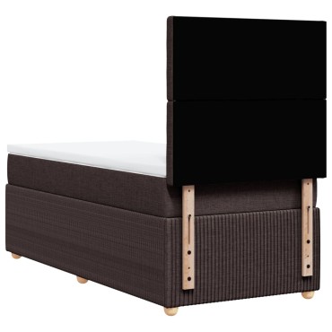 vidaXL Κρεβάτι Boxspring με Στρώμα Σκούρο Καφέ 90x200 εκ. Υφασμάτινο