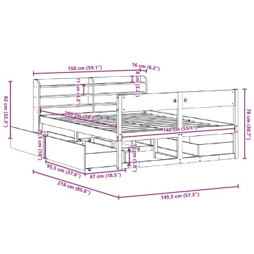 vidaXL Σκελετός Κρεβ. Χωρίς Στρώμα Λευκό 140x200 εκ Μασίφ Πεύκο