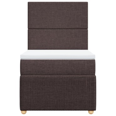 vidaXL Κρεβάτι Boxspring με Στρώμα Σκούρο Καφέ 90x200 εκ. Υφασμάτινο