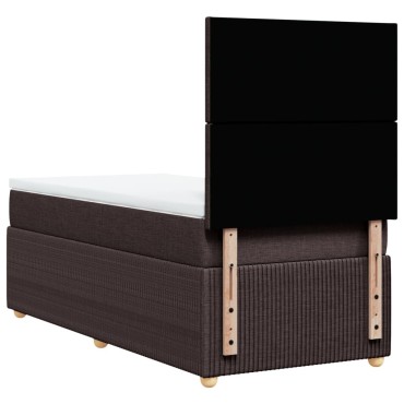 vidaXL Κρεβάτι Boxspring με Στρώμα Σκούρο Καφέ 90x200 εκ. Υφασμάτινο